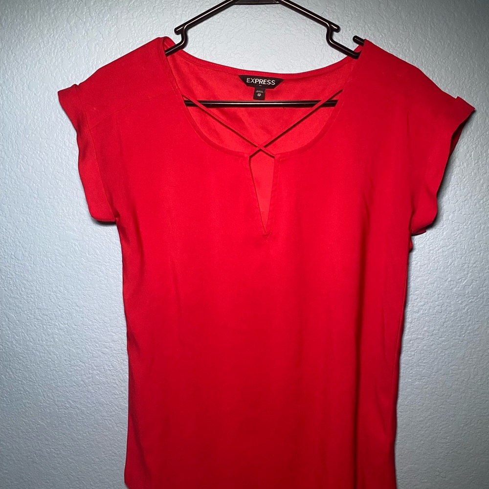 Express Red Cap Sleeve Blouse